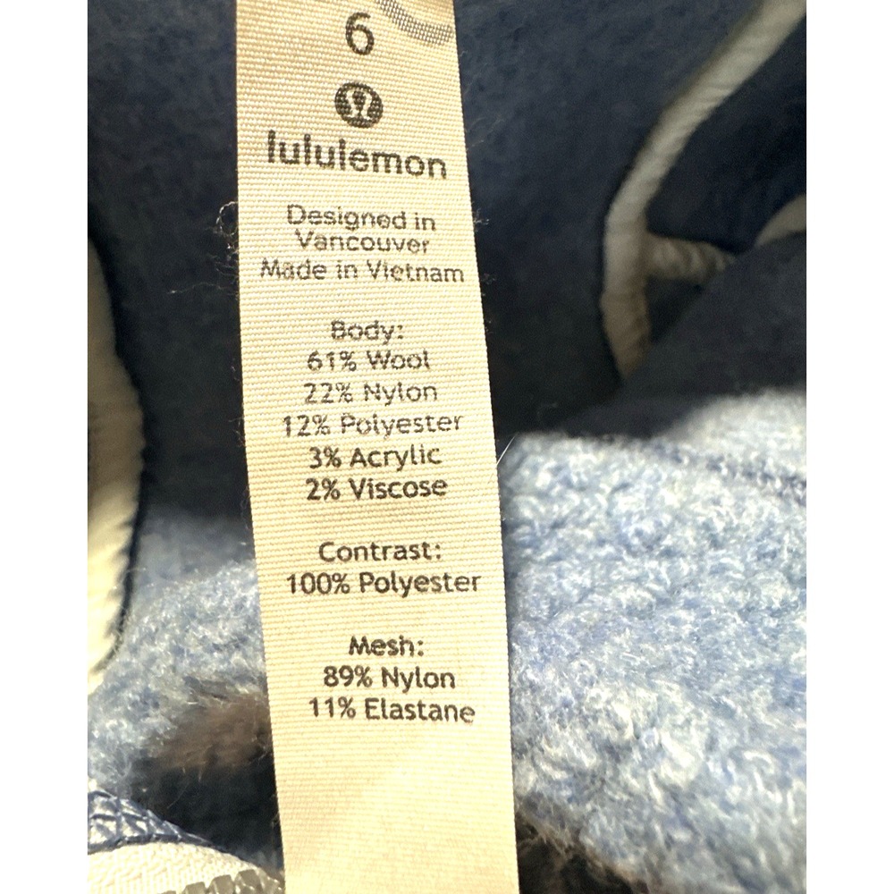Lululemon Women's Sherpa Hoodie Size 6 Blue Full Zip Wool Blend Fleece - Picture 4 of 6